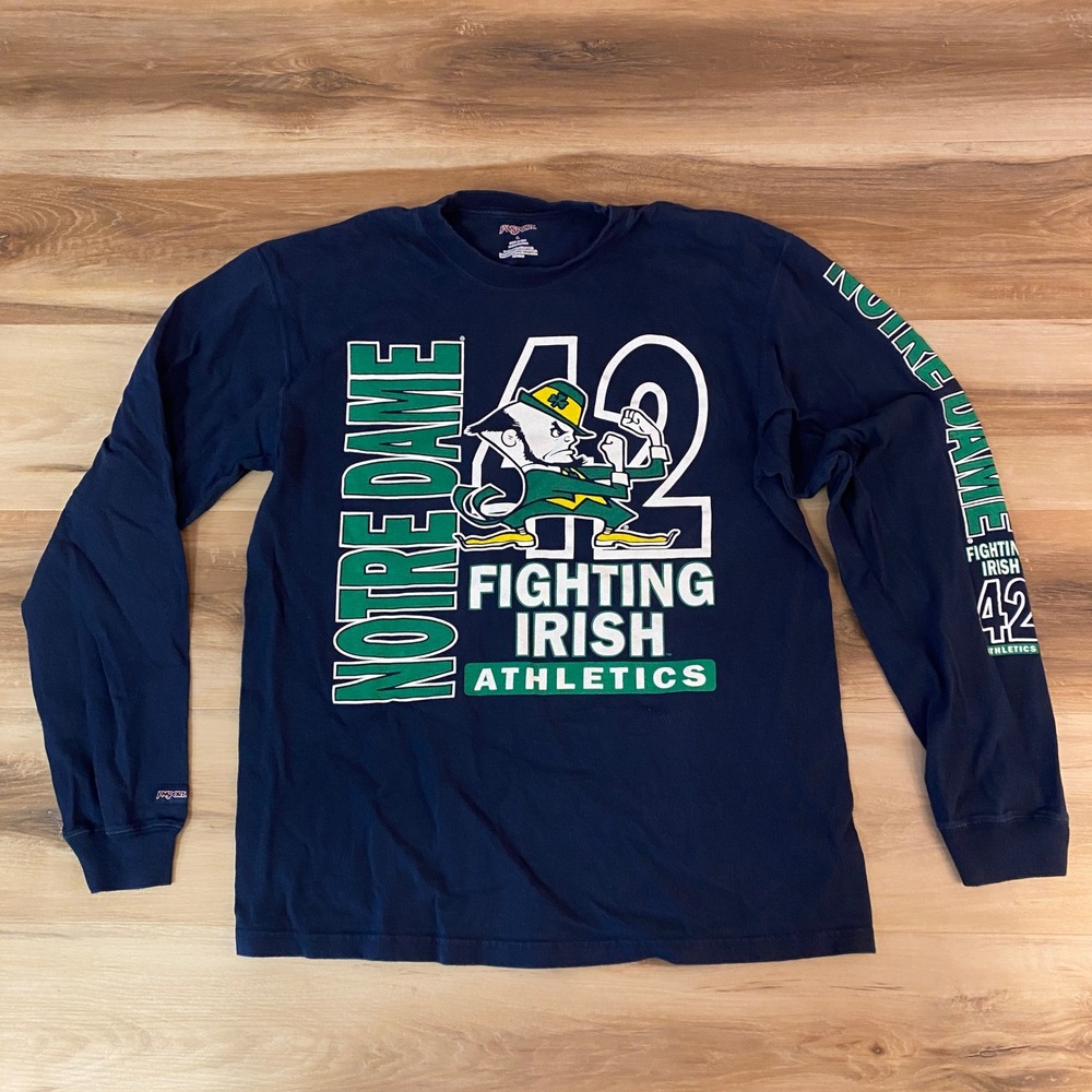 Jansport Notre Dame Fighting Irish 42 Long Sleeve Shirt Mens Large Navy Athletic